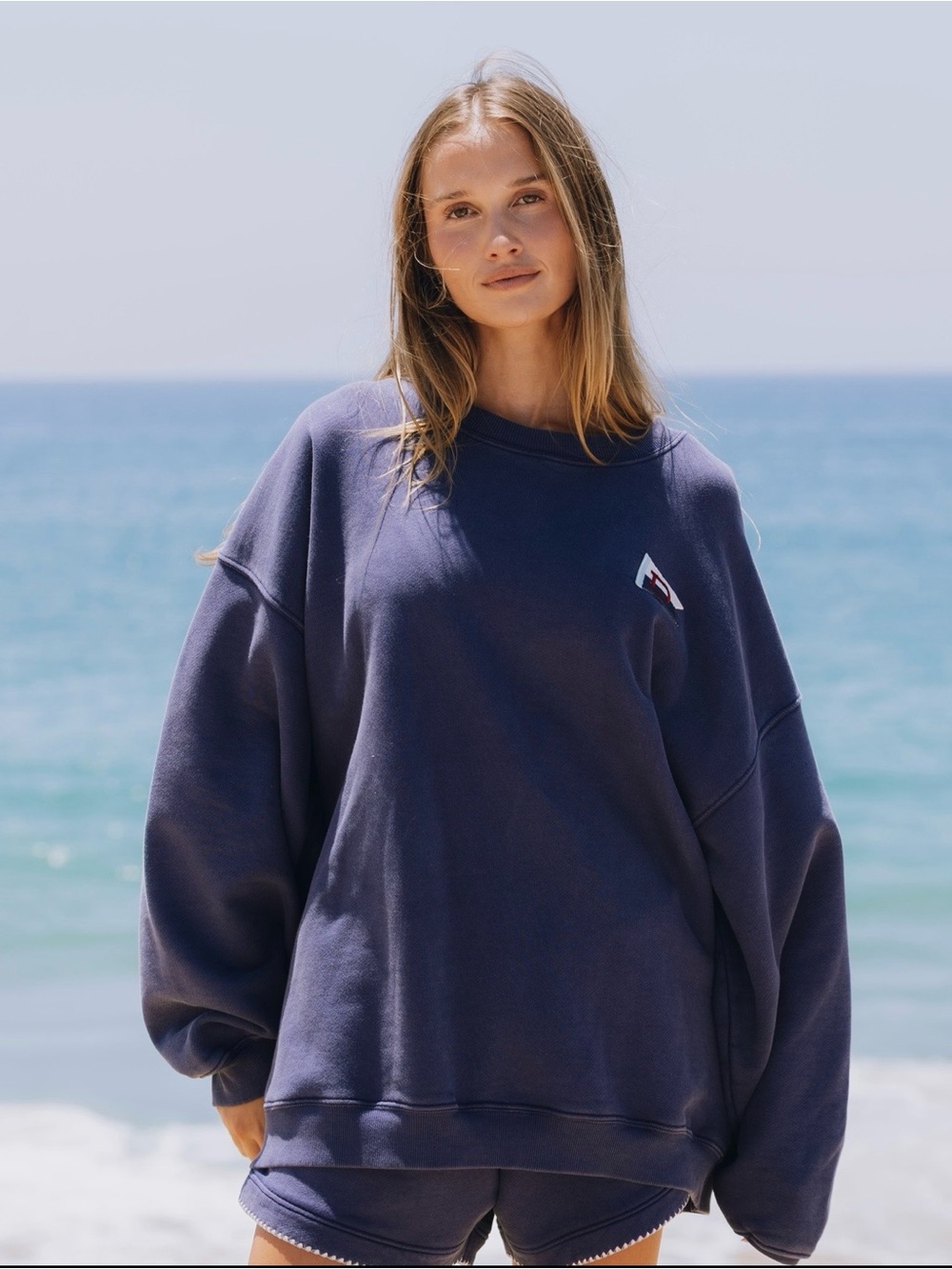 Daily Drills Vintage Blue Heavyweight Oversized Out East Crewneck Sweatshirt - Picture 3 of 3